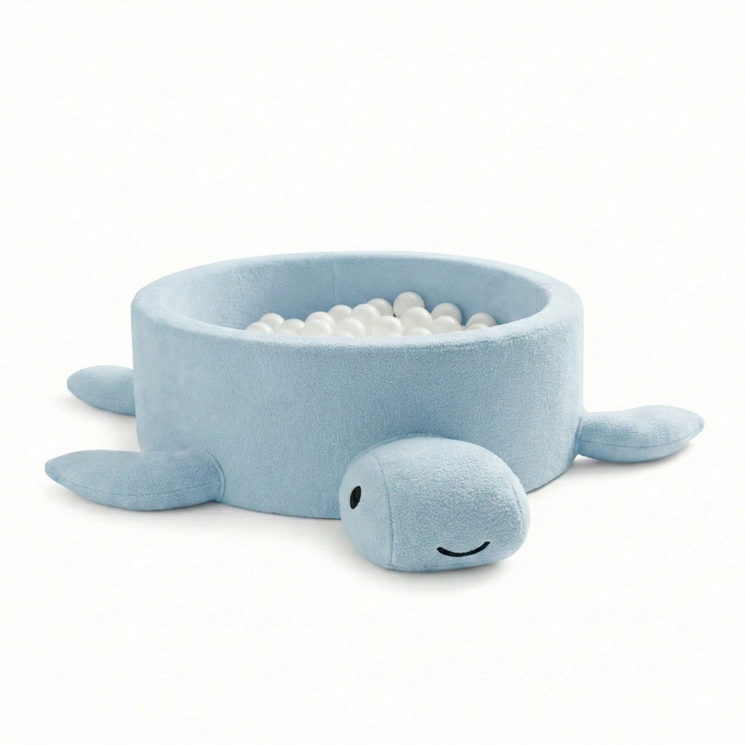 Foam Baby Ball Pit Without Balls - Turtle Dusty Ice Blue Boucle