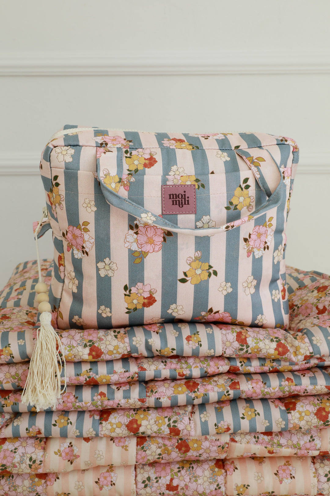 Make-Up Bag Set of 2 - Blue Stripes