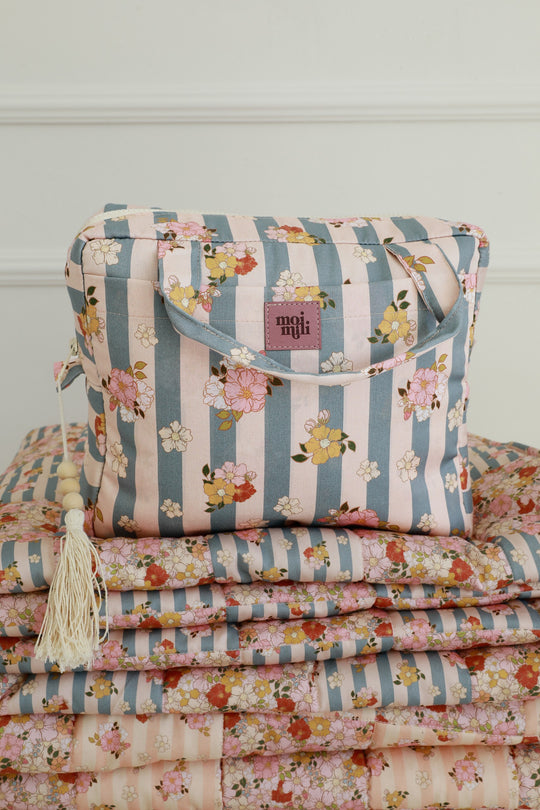 Make-Up Bag Set of 2 - Blue Stripes