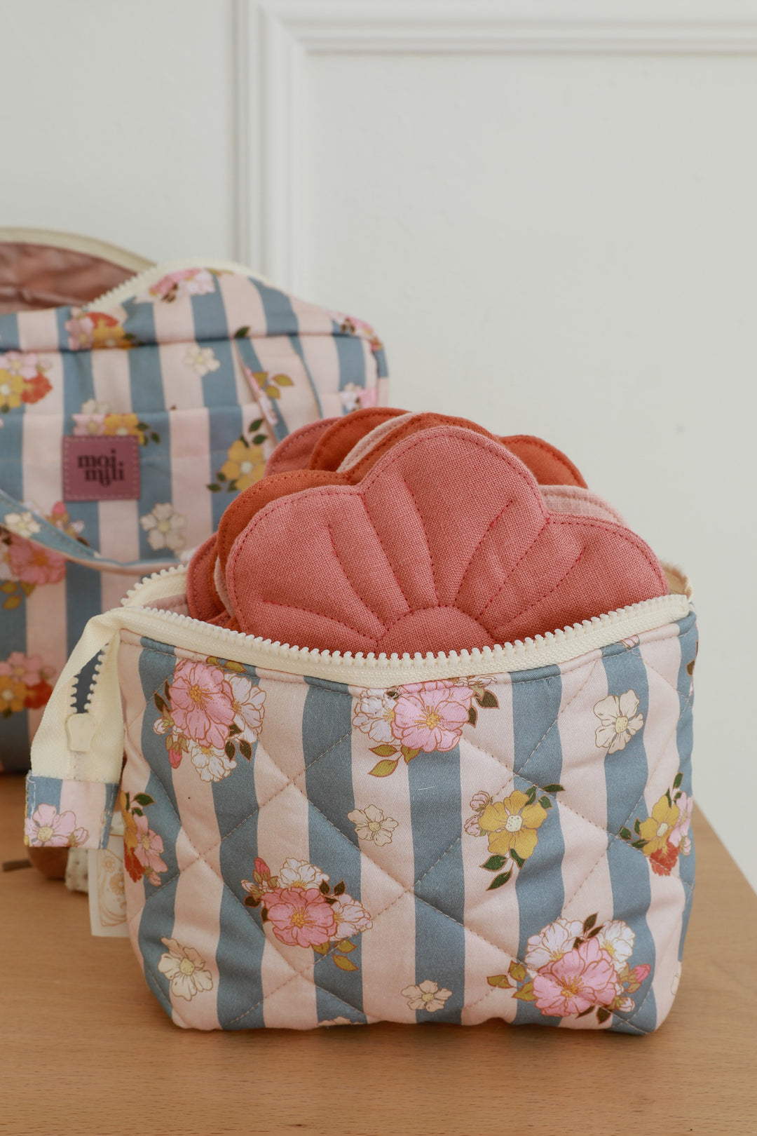 Large Make-Up Bag - Blue Stripes