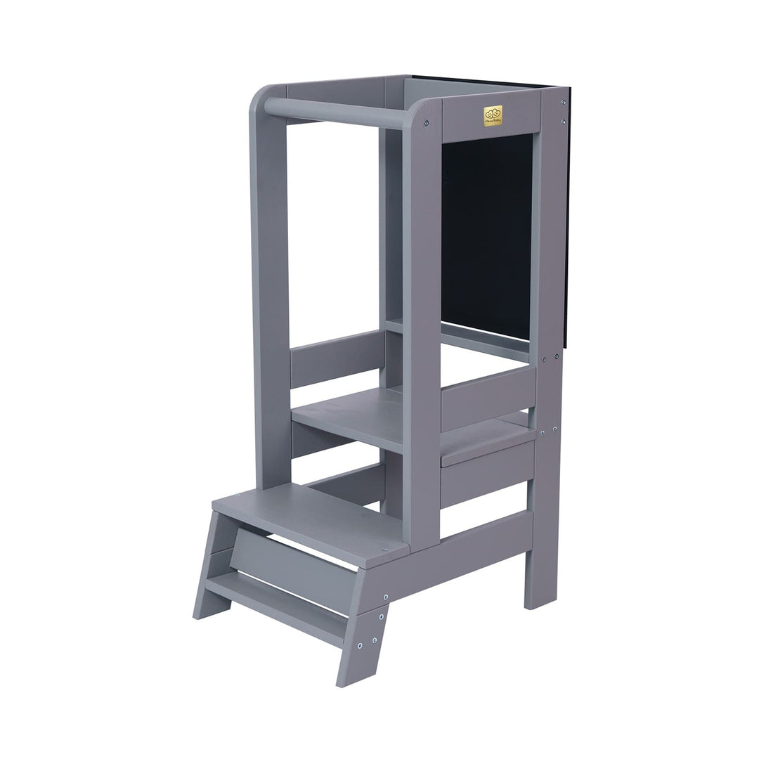 MeowBaby Wooden Kitchen Helper for Children with Board - Dark Grey