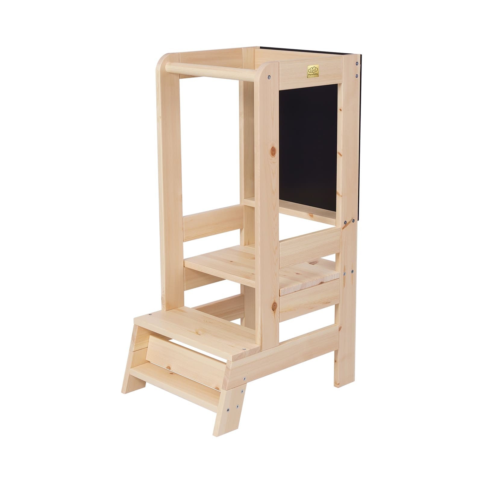 MeowBaby Wooden Kitchen Helper for Children with Board - Natural
