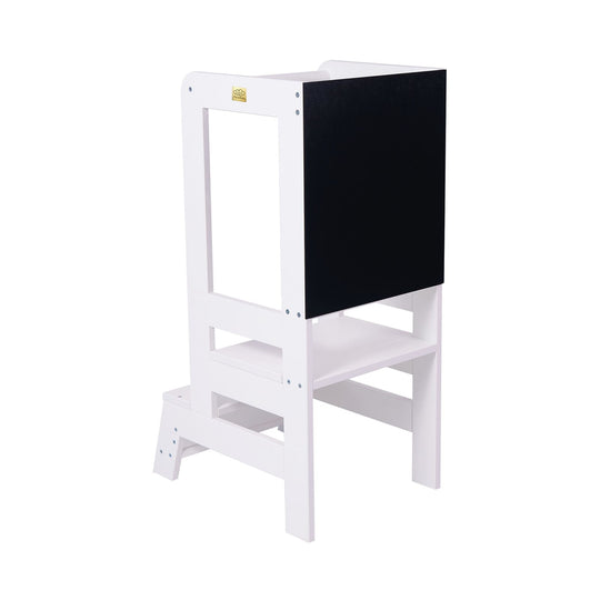 MeowBaby Wooden Kitchen Helper for Children with Board - White