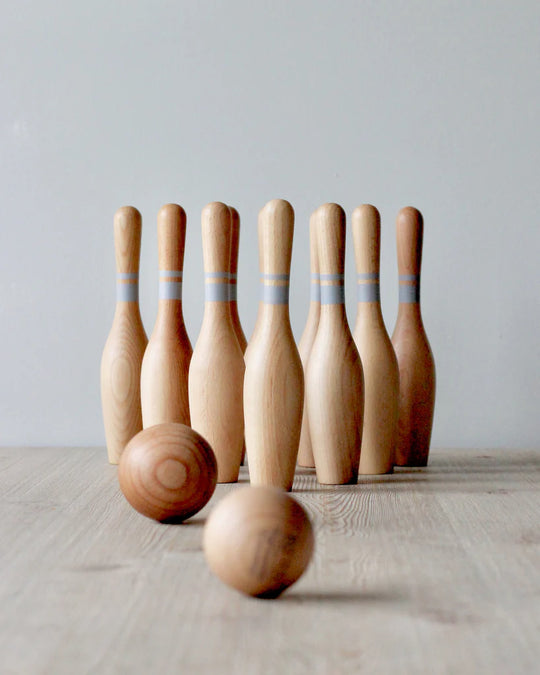Houten bowlingkegels - natuurlijk