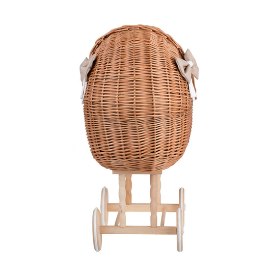 Wicker Doll Stroller Lena – Beige Bedding