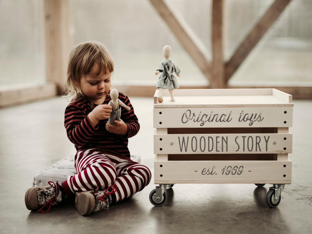 Wooden Beech Doll with Pants