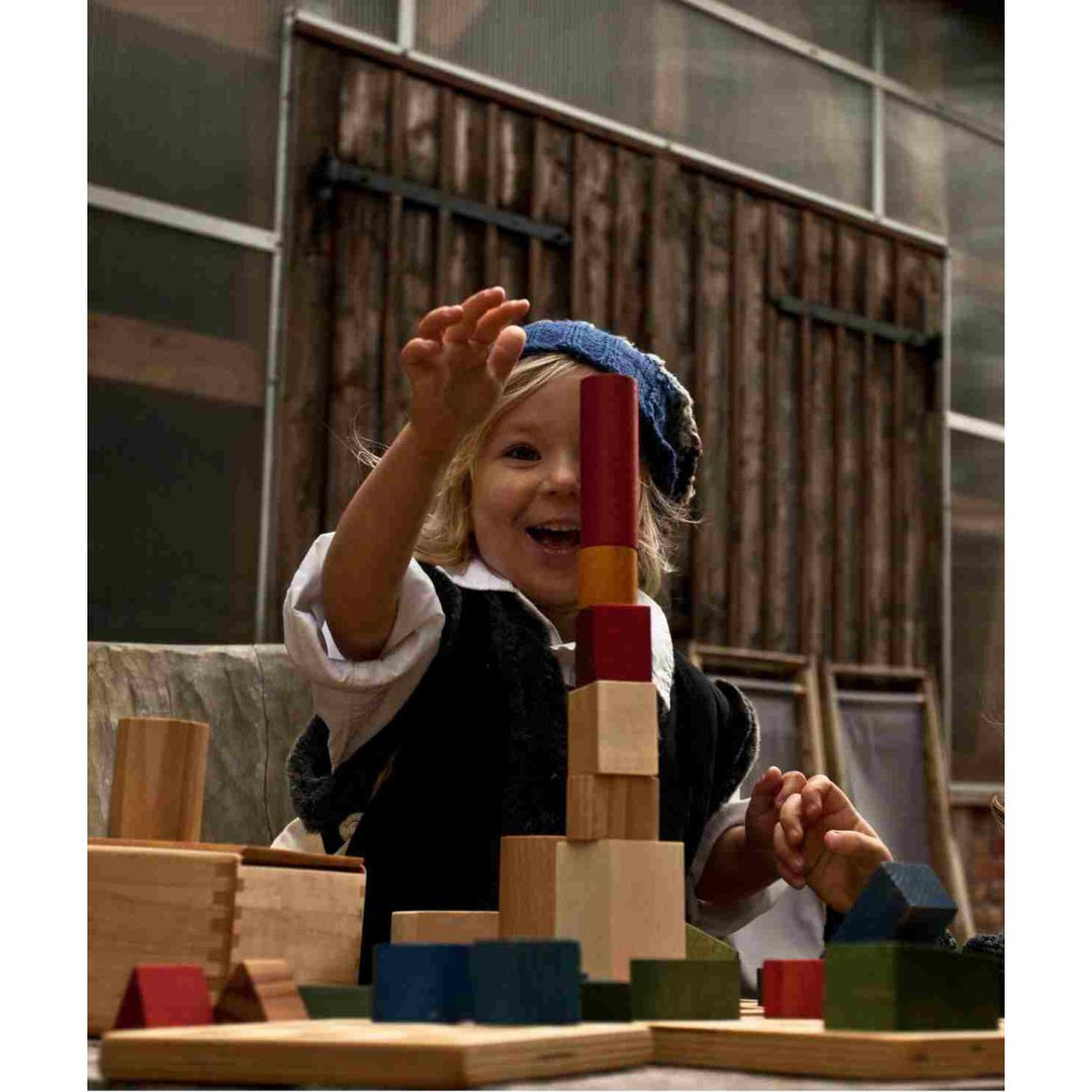 Wooden Blocks in a Box – Warm Colors, 30 Pieces